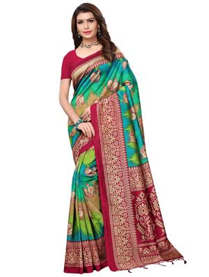 multicolor set of 2 printed saree combo with blouse - 16337008 - Standard Image - 2