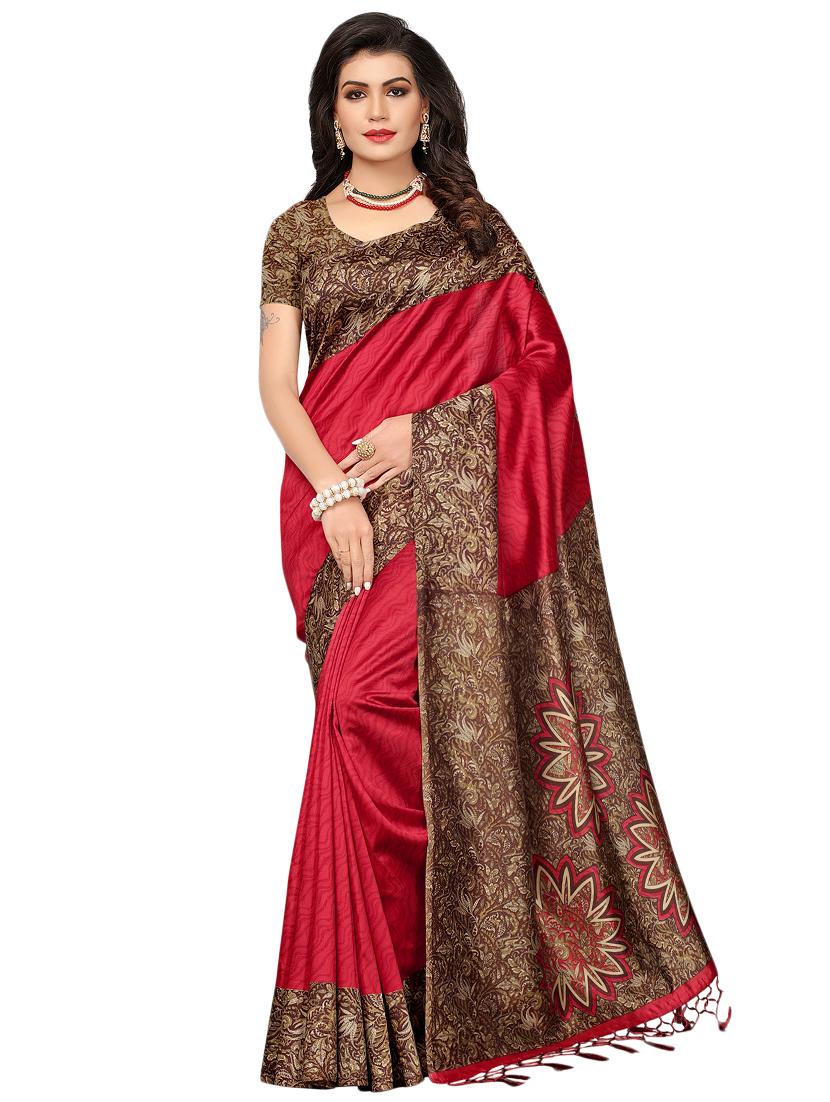 multicolor set of 2 printed saree combo with blouse - 16337012 - Zoom Image - 2