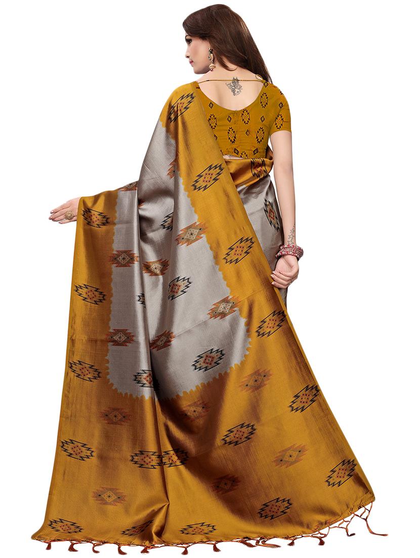 multicolor set of 2 printed saree combo with blouse - 16337012 - Zoom Image - 5
