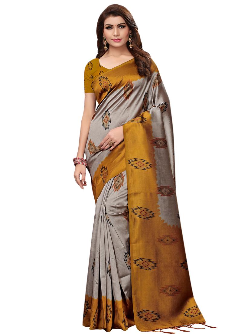 multicolor set of 2 printed saree combo with blouse - 16337016 - Zoom Image - 2