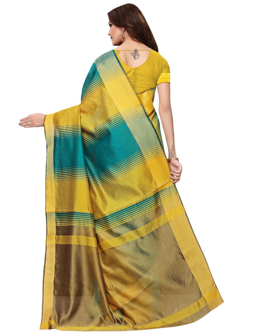multicolor set of 2 printed saree combo with blouse - 16337017 - Zoom Image - 5