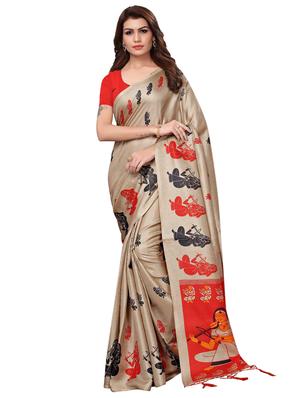 multicolor set of 2 printed saree combo with blouse - 16337019 - Standard Image - 2
