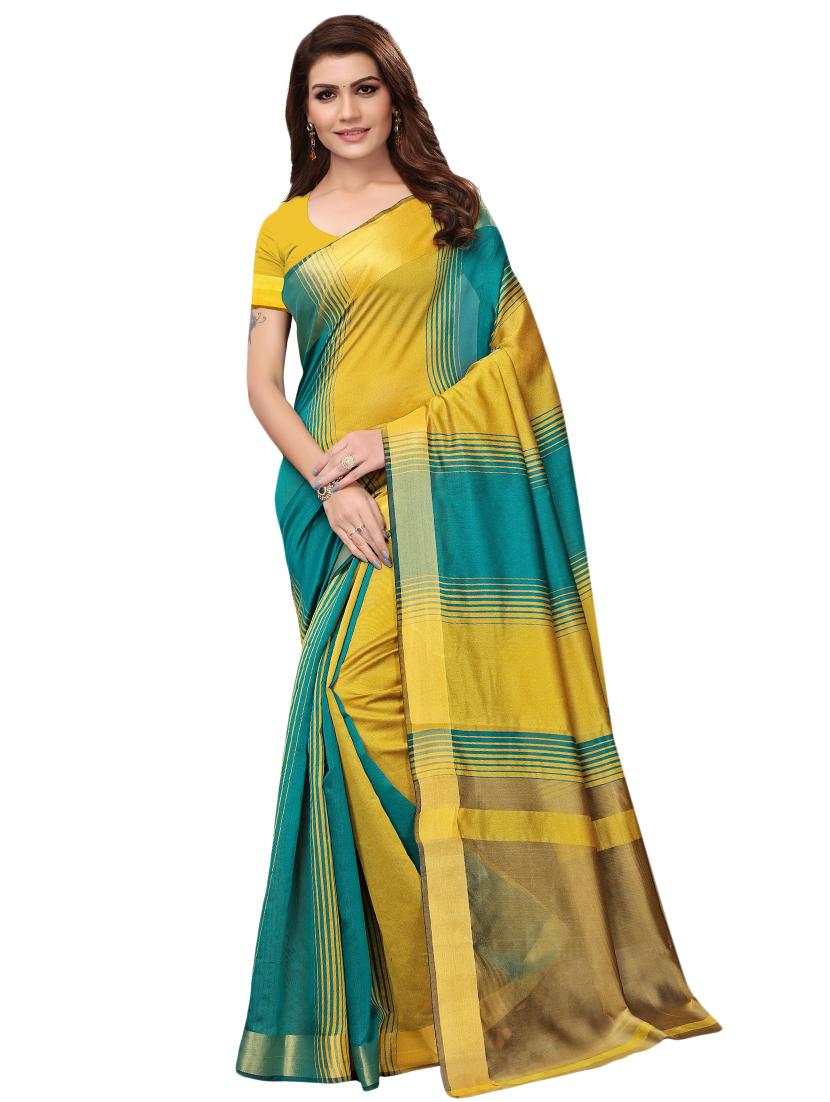multicolor set of 2 printed saree combo with blouse - 16337021 - Zoom Image - 2