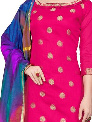 zari motifs unstitched churidaar suit - 16337055 - Standard Image - 2