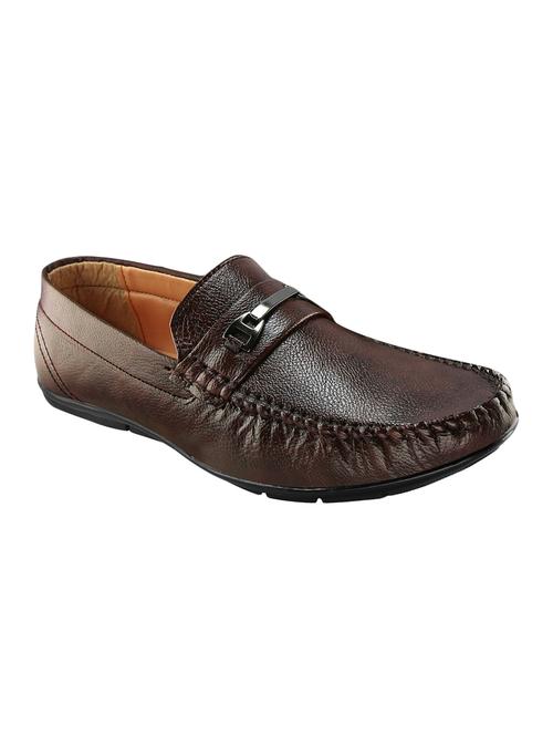 brown leatherette slip on loafers - 16337345 - Very Small Image - 1
