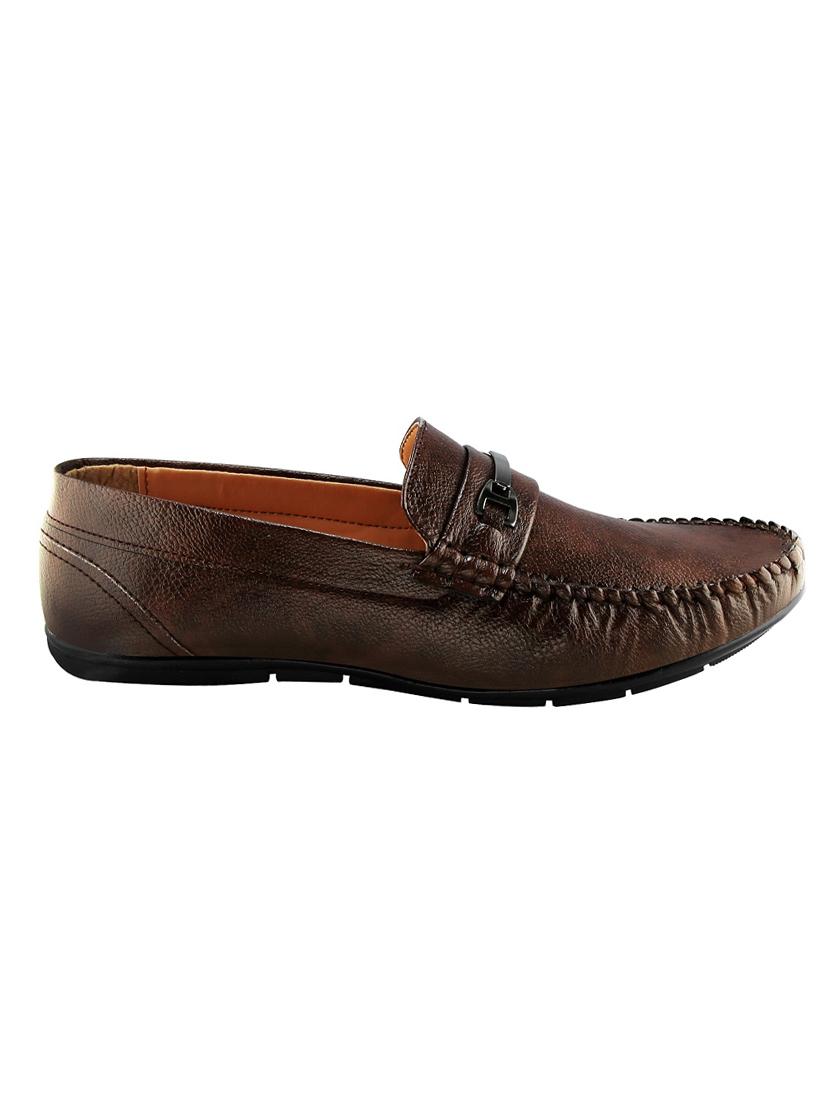 brown leatherette slip on loafers - 16337345 - Zoom Image - 2