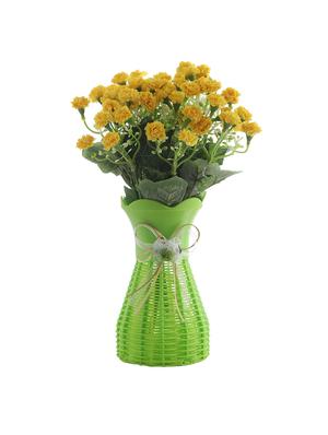 foliyaj artificial yellow marigold flower bunch with vase - 16337712 - Standard Image - 2