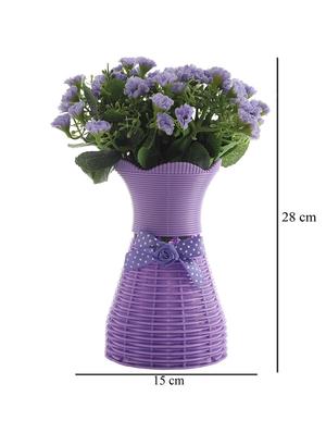 foliyaj artificial purple marigold flower bunch with vase - 16337714 - Standard Image - 5