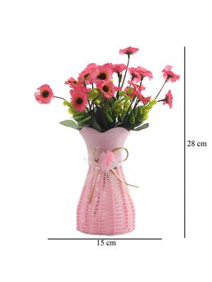 foliyaj artificial pink daisy flower bunch with vase - 16337719 - Standard Image - 5