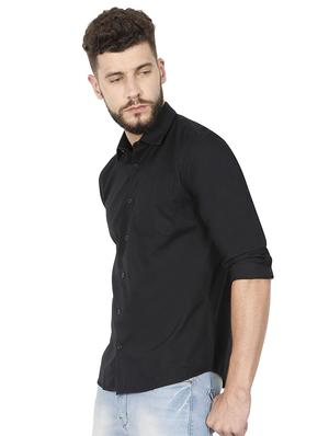 black solid casual shirt - 16337789 - Standard Image - 2