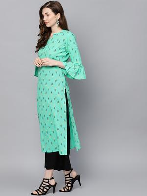 ikat printed straight kurta - 16338169 - Standard Image - 2