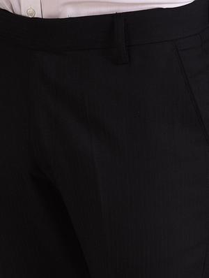 Black Solid Flat Front Formal Trousers for Men - 16338691 - Standard Image - 5