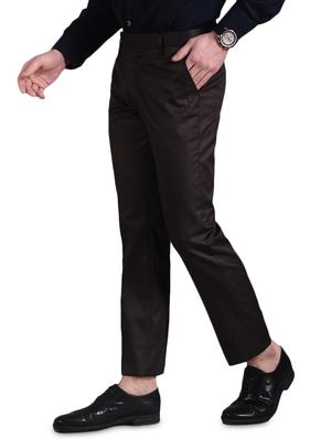brown solid flat front formal trouser - 16338693 - Standard Image - 2