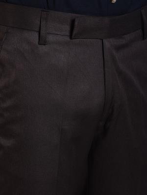 brown solid flat front formal trouser - 16338693 - Standard Image - 5
