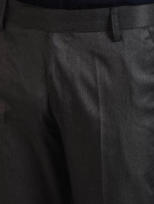grey solid flat front formal trouser - 16338694 - Standard Image - 5