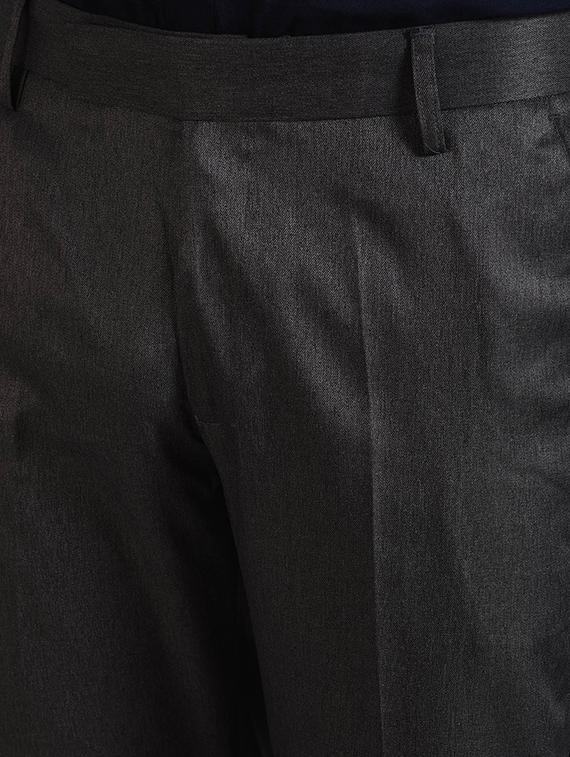 grey solid flat front formal trouser - 16338694 - Zoom Image - 5