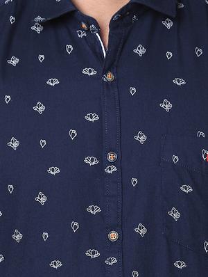 navy blue printed casual shirt - 16339061 - Standard Image - 5