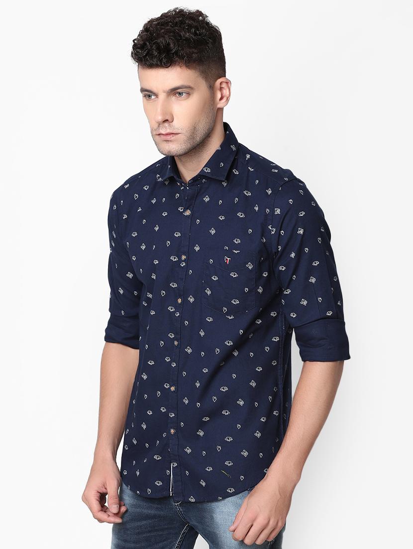 navy blue printed casual shirt - 16339061 - Zoom Image - 2