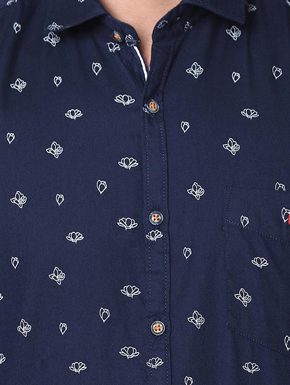 navy blue printed casual shirt - 16339061 - Zoom Image - 5