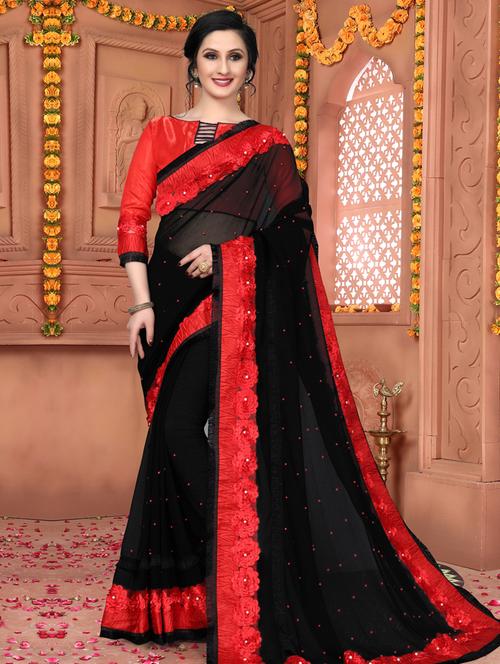 pearl embellished saree with blouse - 16339424 - Very Small Image - 1