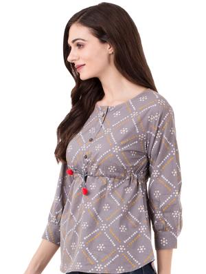 pom-pom detail drawstring bandhini top - 16339644 - Standard Image - 2