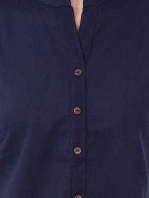 mandarin neck solid shirt - 16339712 - Standard Image - 5
