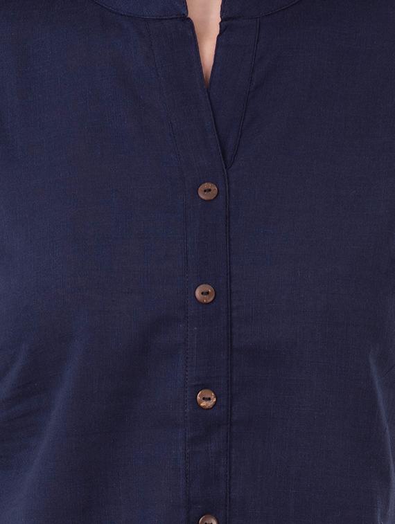 mandarin neck solid shirt - 16339712 - Zoom Image - 5