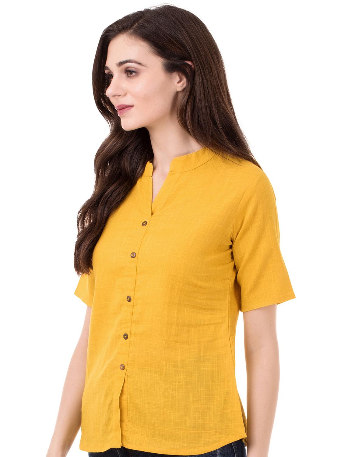 mandarin neck solid shirt - 16339713 - Zoom Image - 2