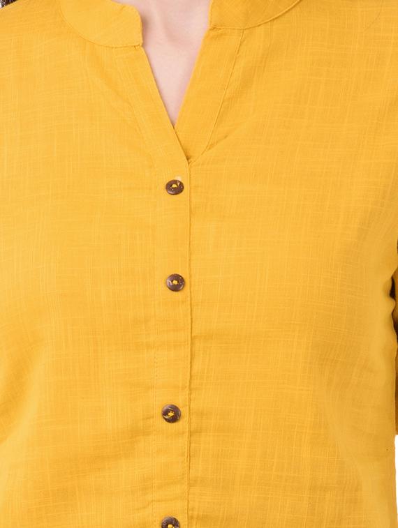 mandarin neck solid shirt - 16339713 - Zoom Image - 5