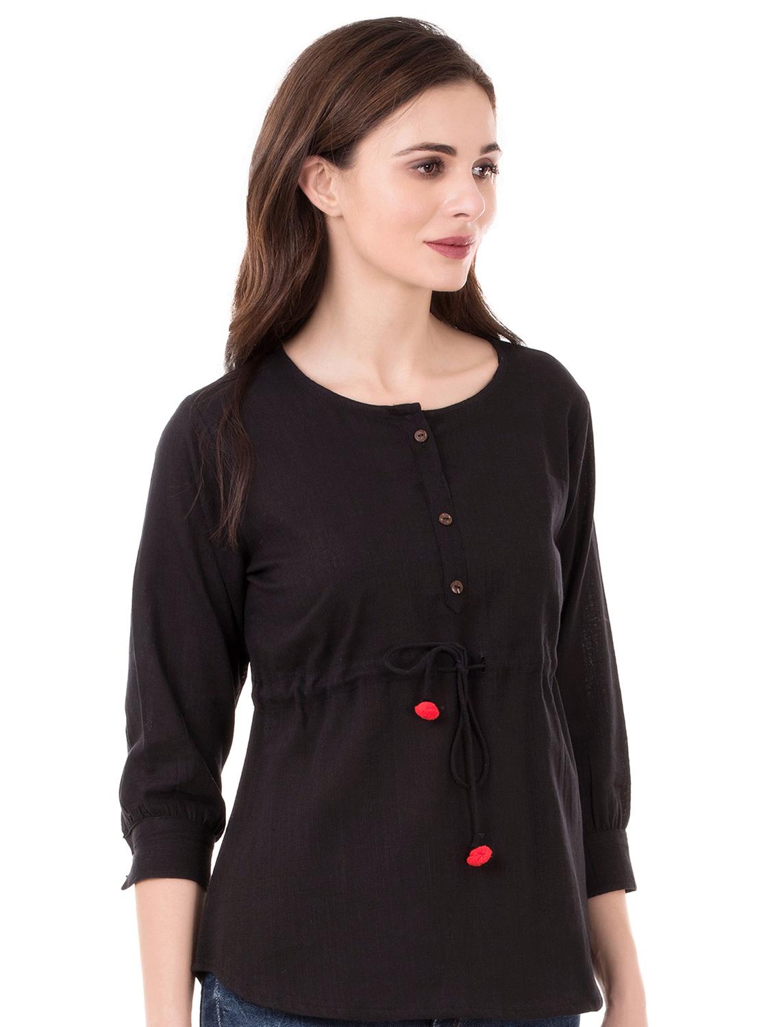 pom-pom detail drawstring top - 16339716 - Zoom Image - 2