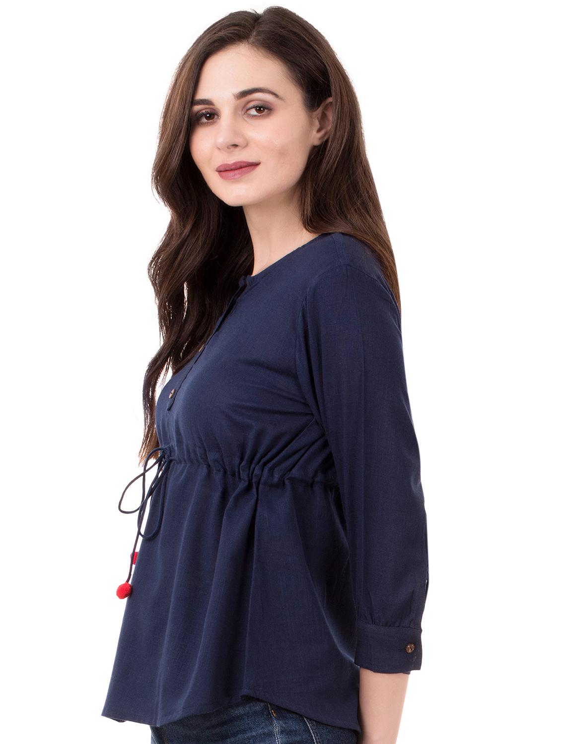 pom-pom detail drawstring top - 16339717 - Zoom Image - 2