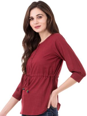 pom-pom detail drawstring top - 16339719 - Standard Image - 2