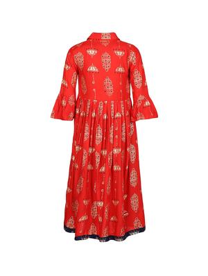 red cotton regular kurti - 16340754 - Standard Image - 2