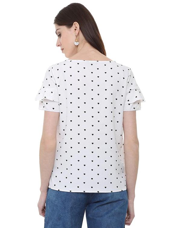 frill detail heart print top - 16340960 - Zoom Image - 2