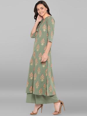 block printed kurta palazzo set - 16340986 - Standard Image - 2