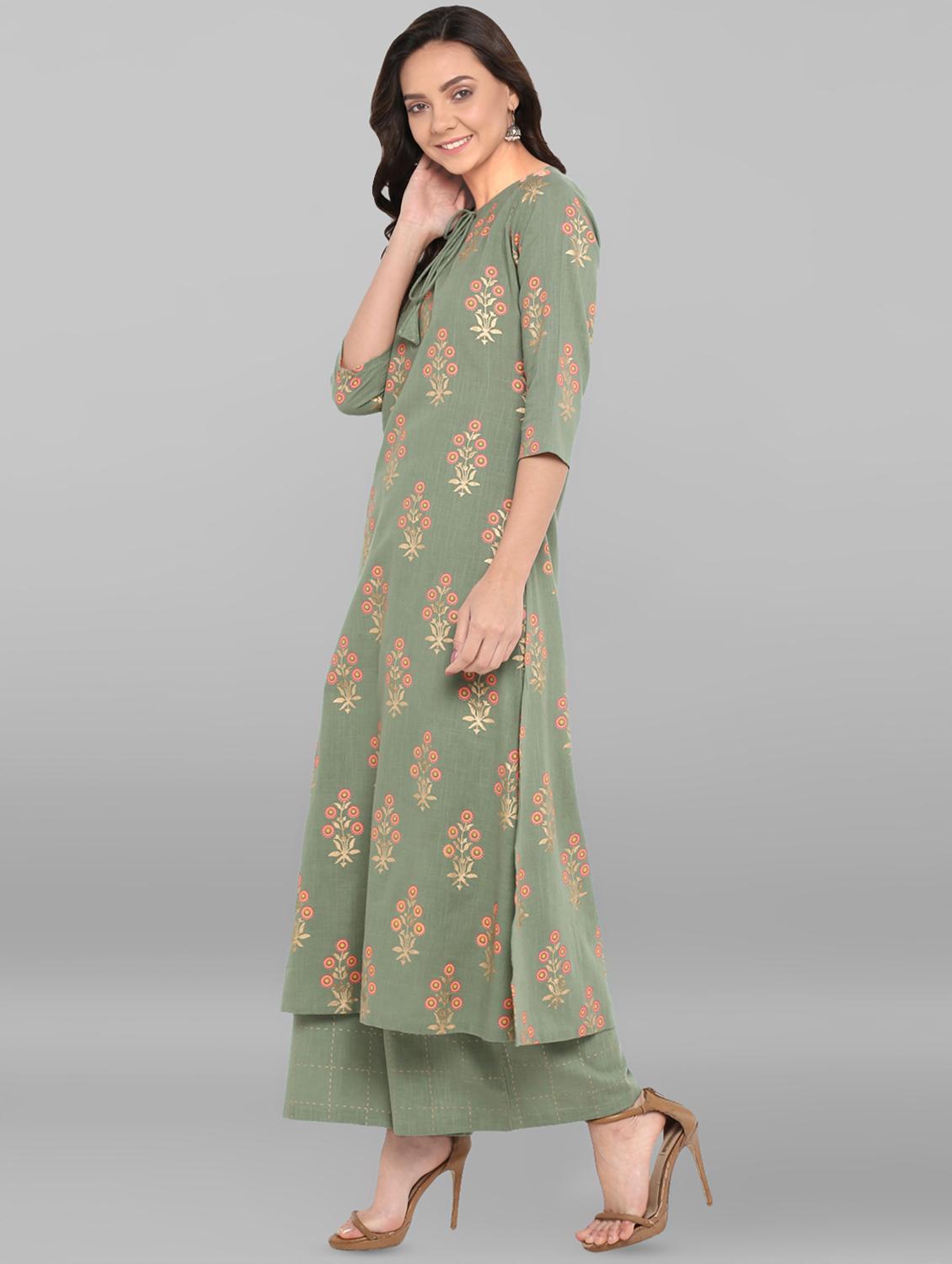 block printed kurta palazzo set - 16340986 - Zoom Image - 2