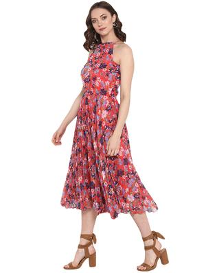 halter neck floral a-line dress - 16341214 - Standard Image - 2
