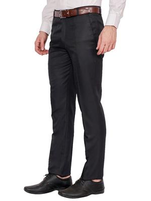 black solid flat front formal trouser - 16341253 - Standard Image - 2