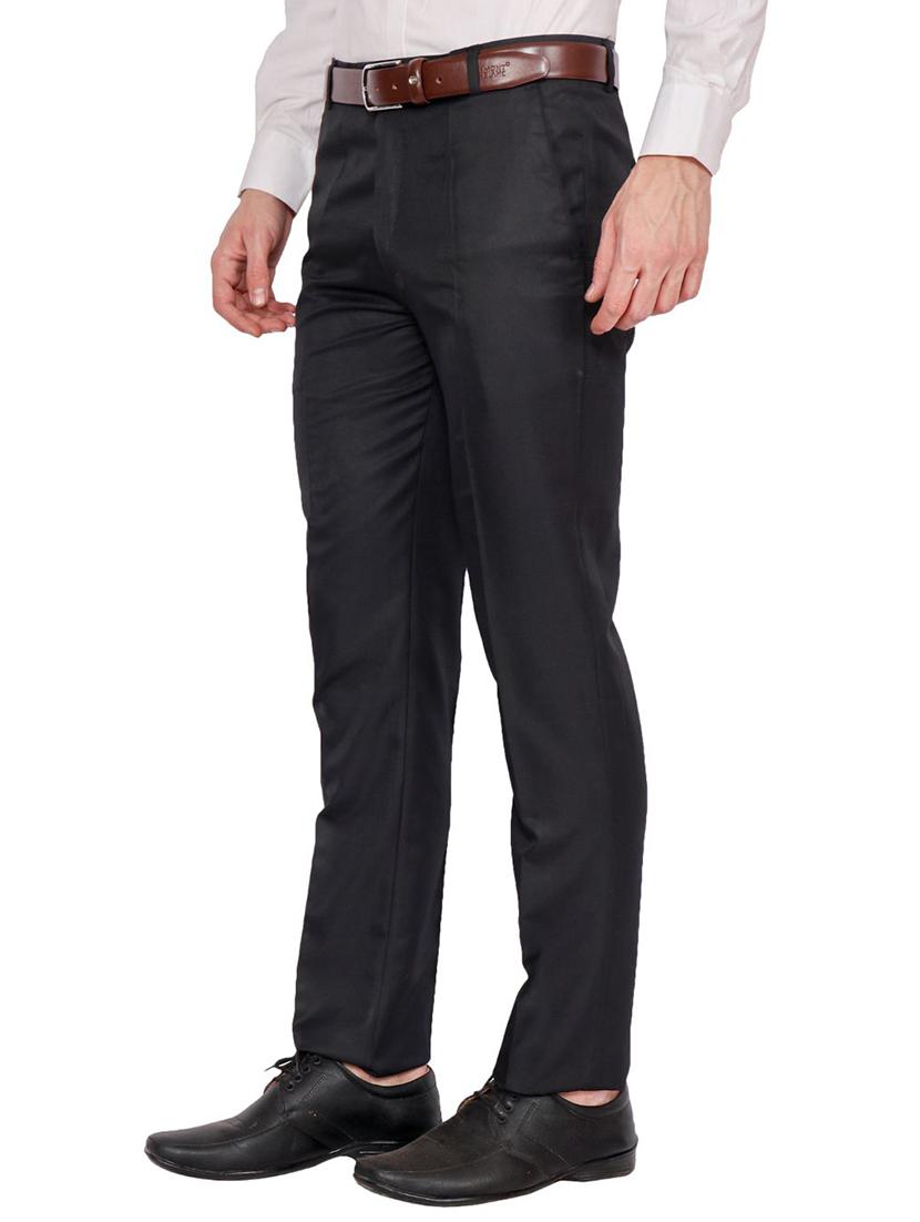 black solid flat front formal trouser - 16341253 - Zoom Image - 2