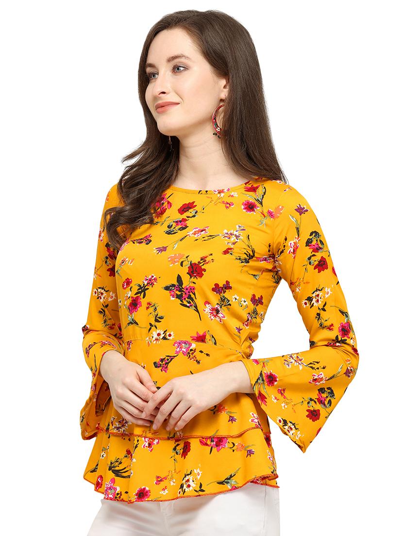 bell sleeved floral layered top - 16341446 - Zoom Image - 2