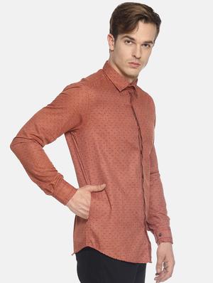 orange self design casual shirt - 16343606 - Standard Image - 2