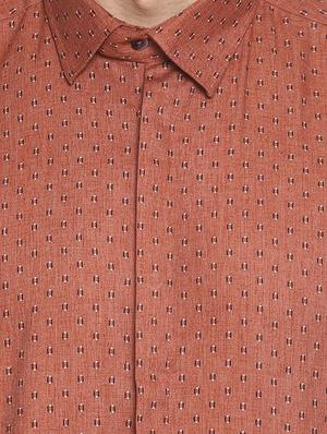orange self design casual shirt - 16343606 - Standard Image - 5