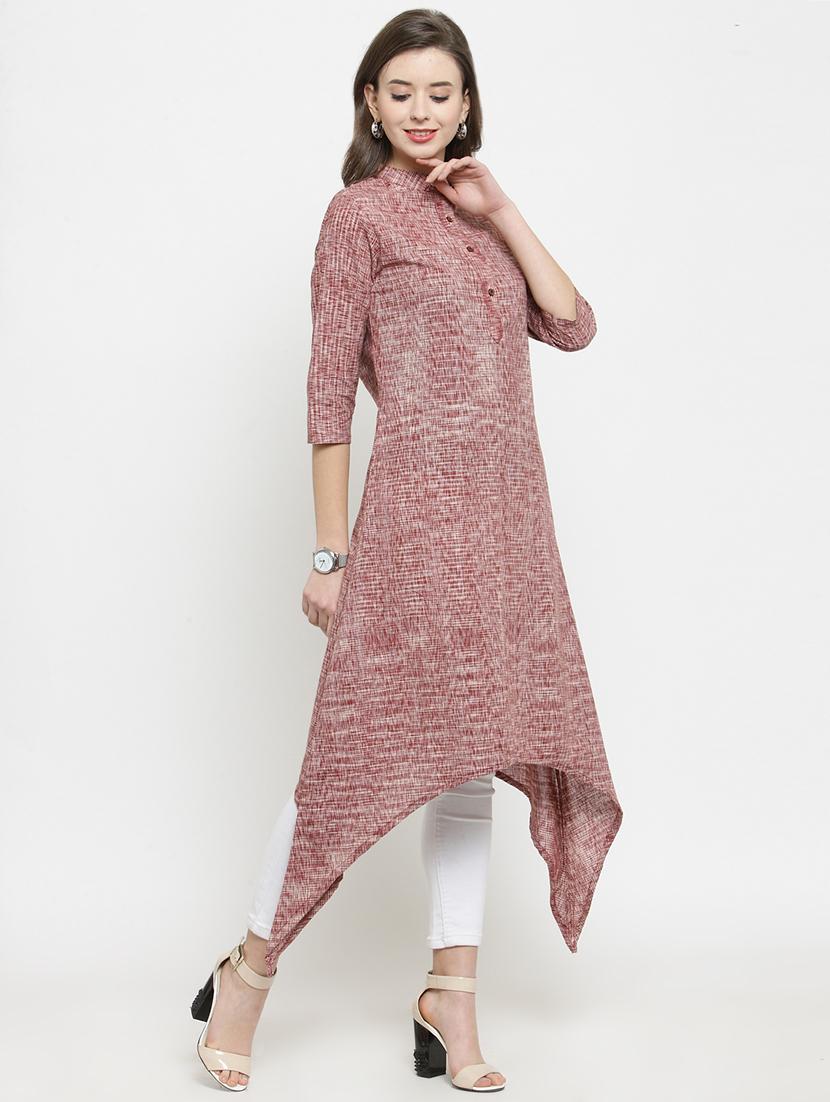 solid asymmetric kurta - 16345824 - Zoom Image - 2