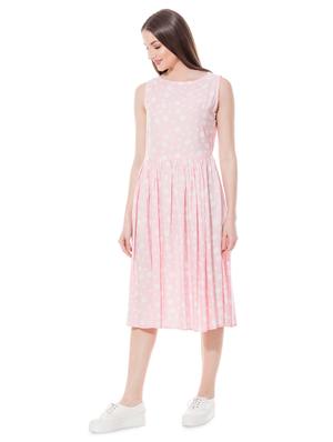 round neck gathered a-line dress - 16346235 - Standard Image - 2