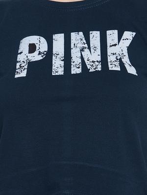 quirky text round neck crop tee - 16346910 - Standard Image - 5