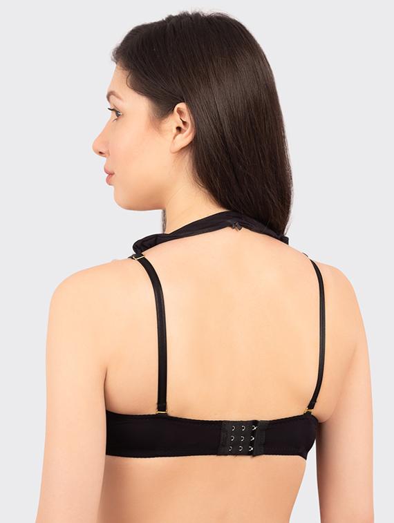 bow patch detail halter neck bra - 16346975 - Zoom Image - 2