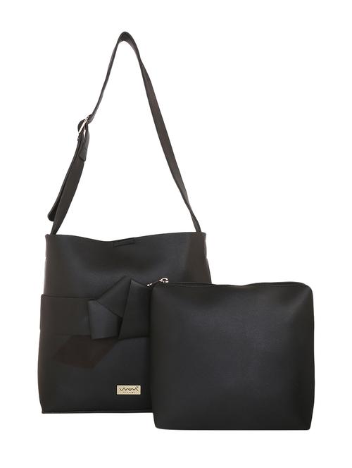 black leatherette (pu) regular sling bag combo - 16347335 - Standard Image - 1