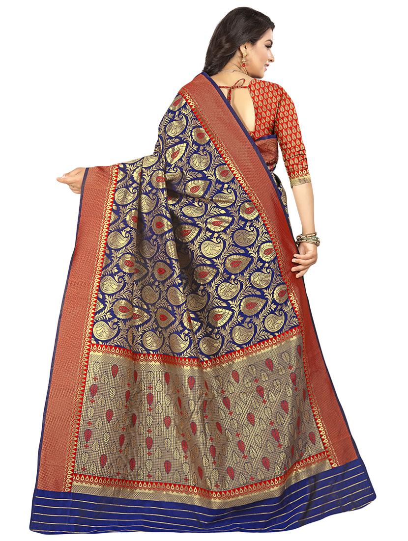 Paisley banarasi saree with blouse - 16347739 - Zoom Image - 2