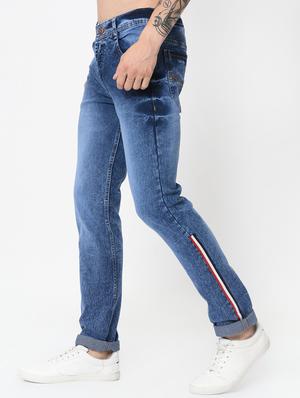 blue side tape light washed jeans - 16348158 - Standard Image - 2