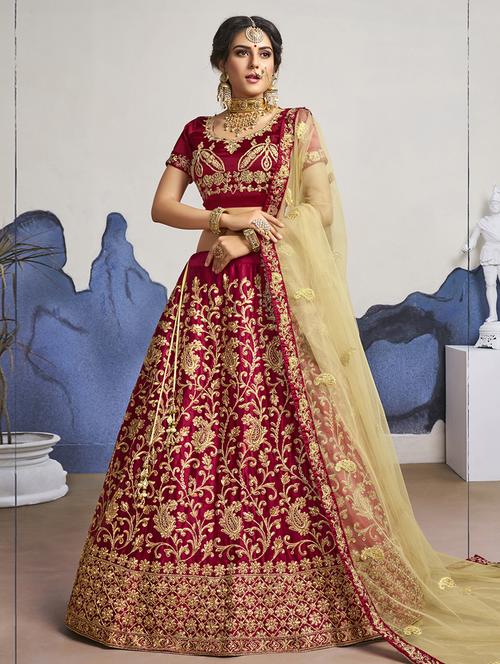 embroidered a-line lehenga - 16348686 - Standard Image - 1